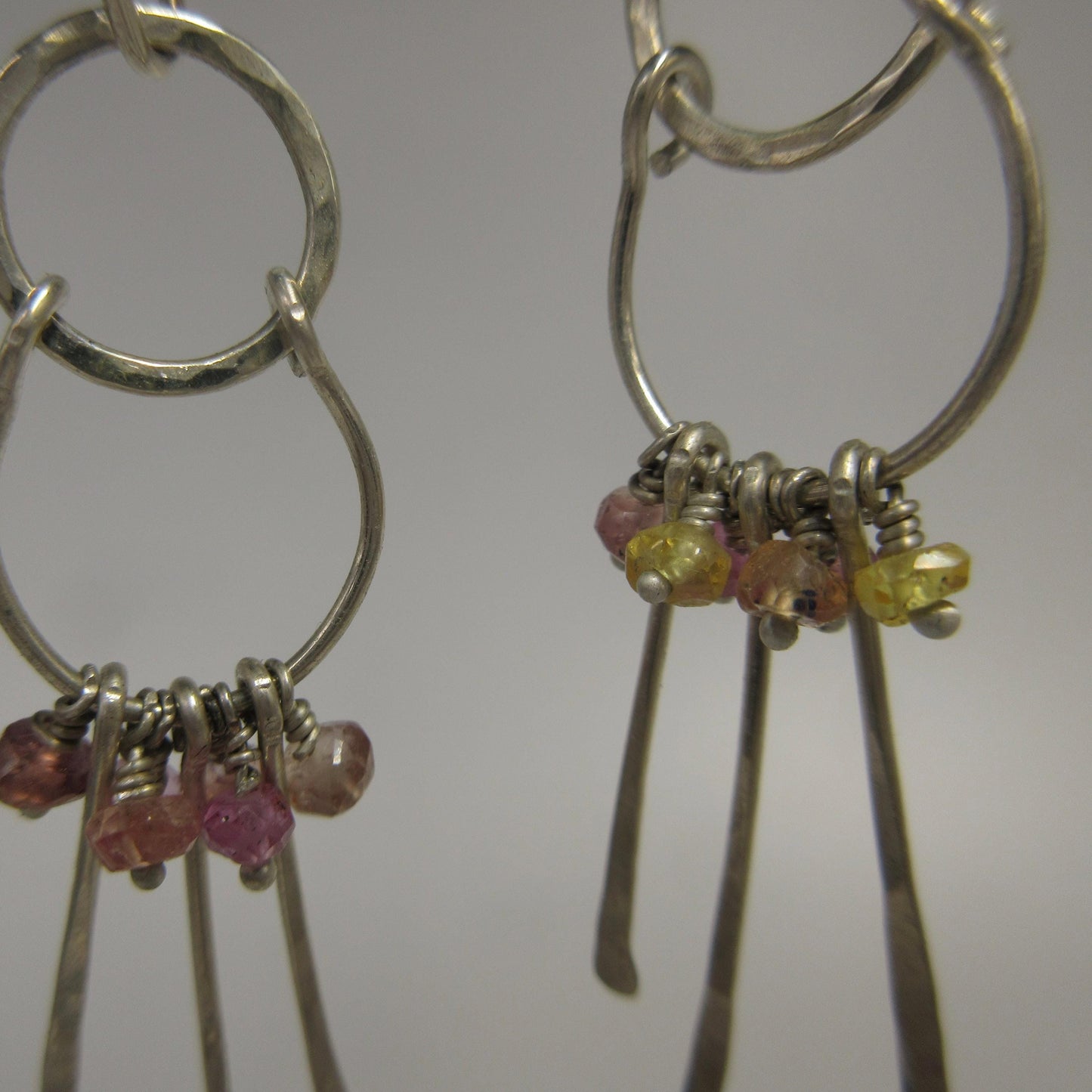 Multicolor sapphire chandelier earrings in argentium sterling silver