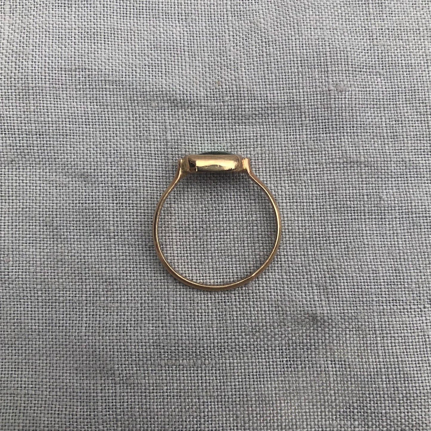 Solid gold green tourmaline ring // U.S. size 6 1/2 // October birthstone ring // Pear green tourmaline ring