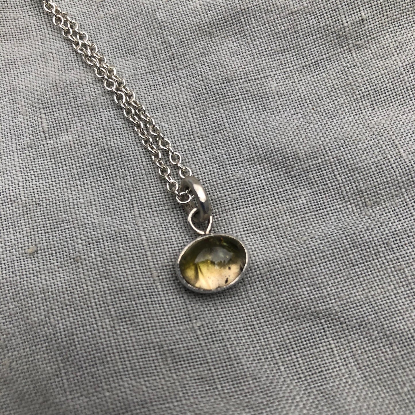 Watermelon tourmaline pendant in argentium sterling silver
