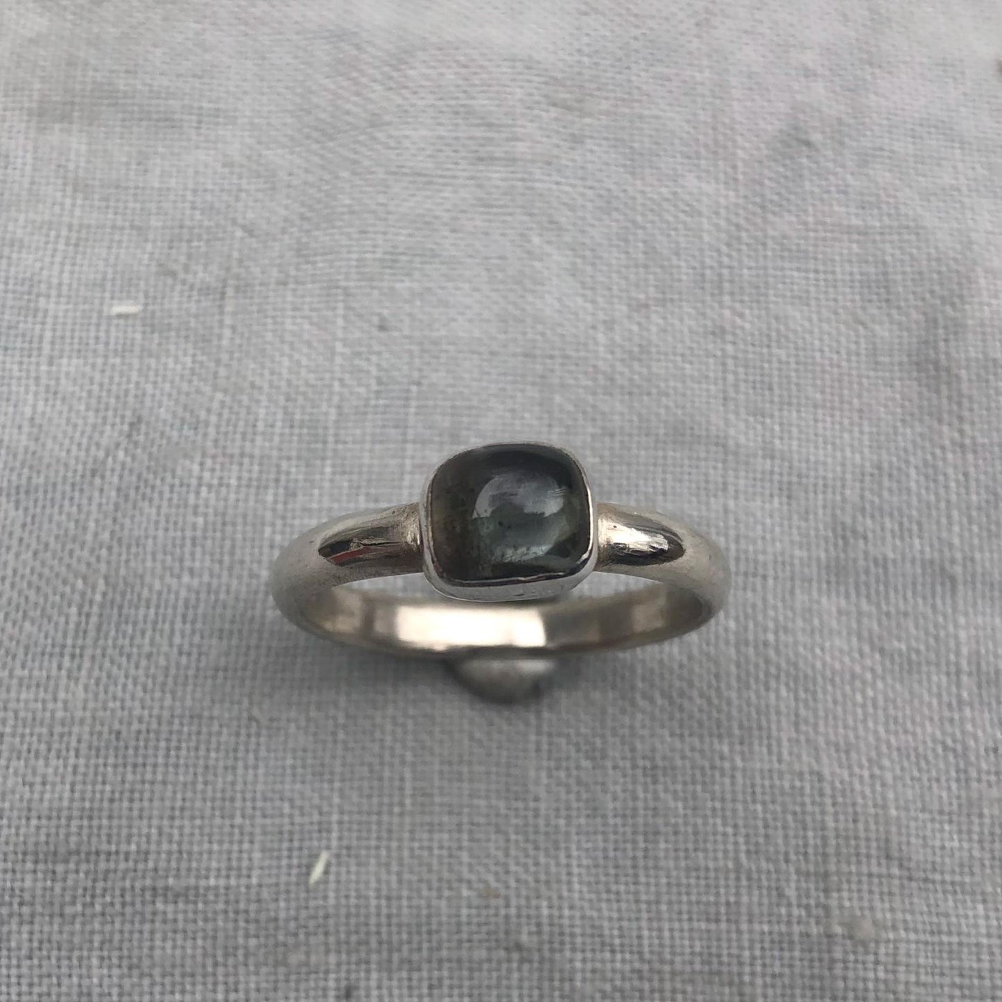 Dark gray tourmaline ring in argentium sterling silver // U.S. size 8 1/2