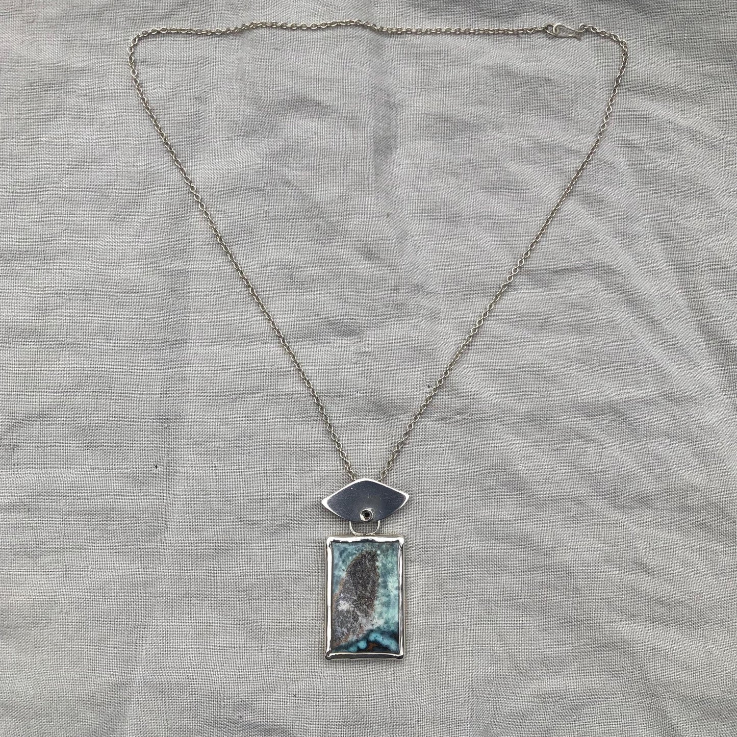 Opalized fossilized wood pendant in argentium sterling silver // Whale flipper necklace