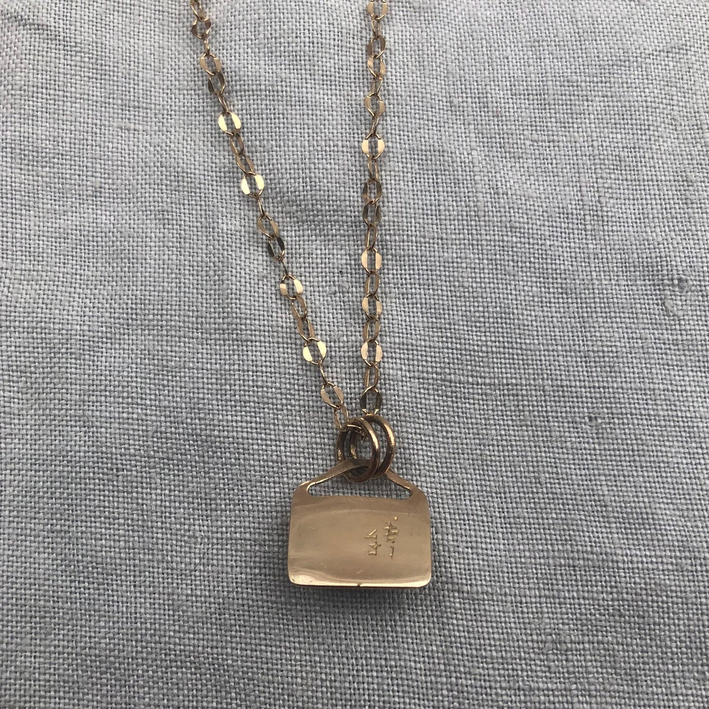 Solid gold teal green tourmaline pendant // 14k blue-green tourmaline necklace
