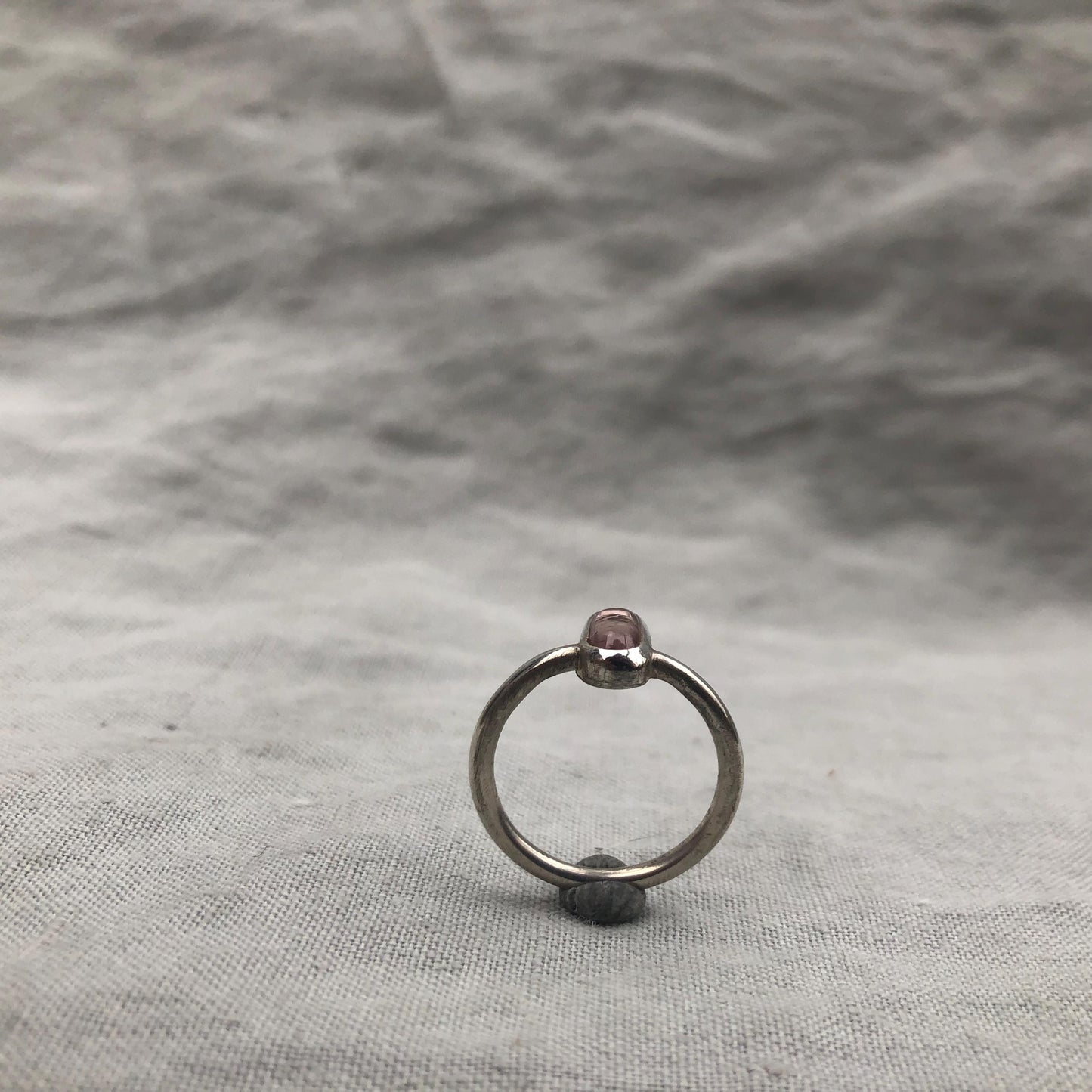 Pink tourmaline ring in argentium sterling silver // U.S. size 6 3/4 // North-south tourmaline ring