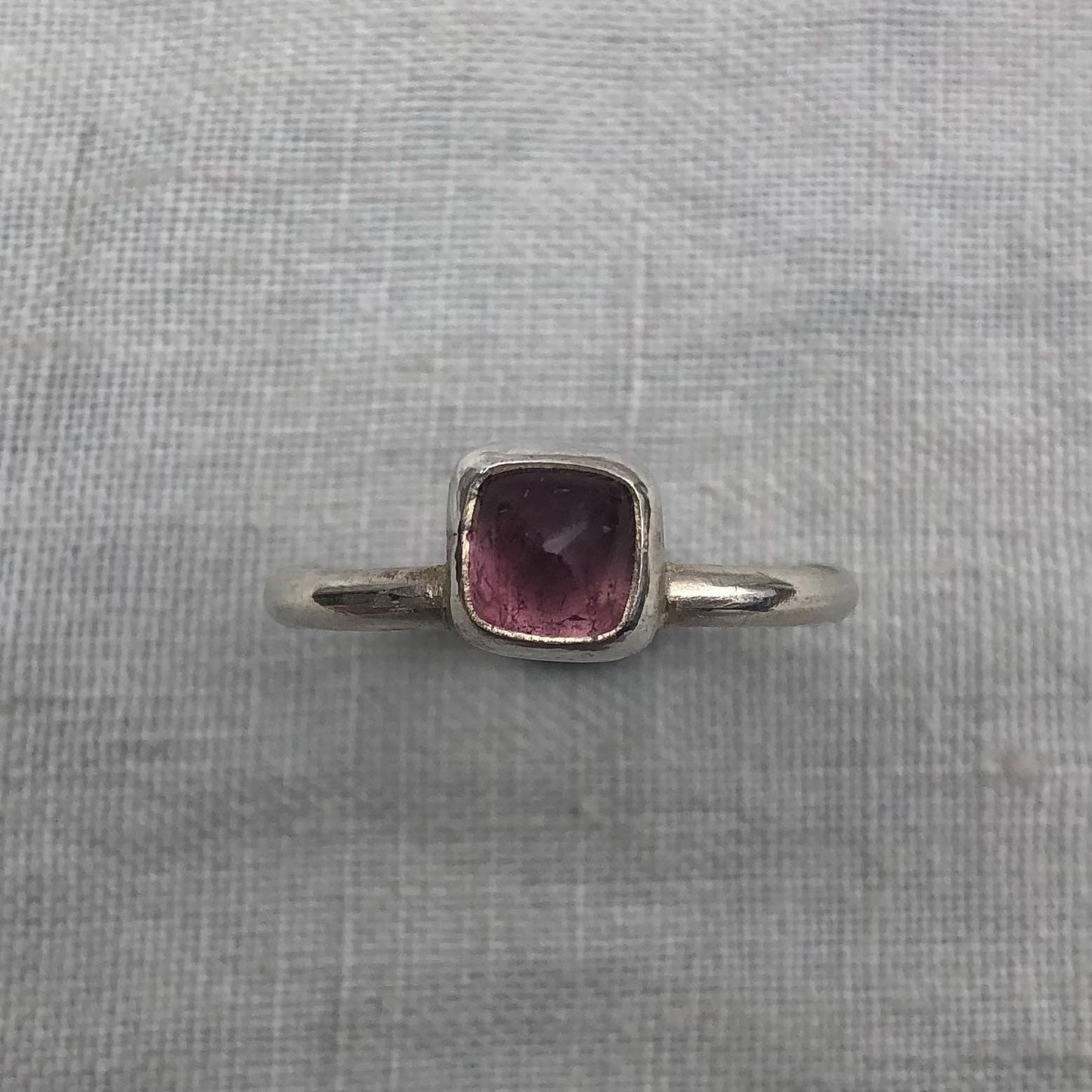 Pink tourmaline ring in argentium sterling silver // U.S. size 6 1/2