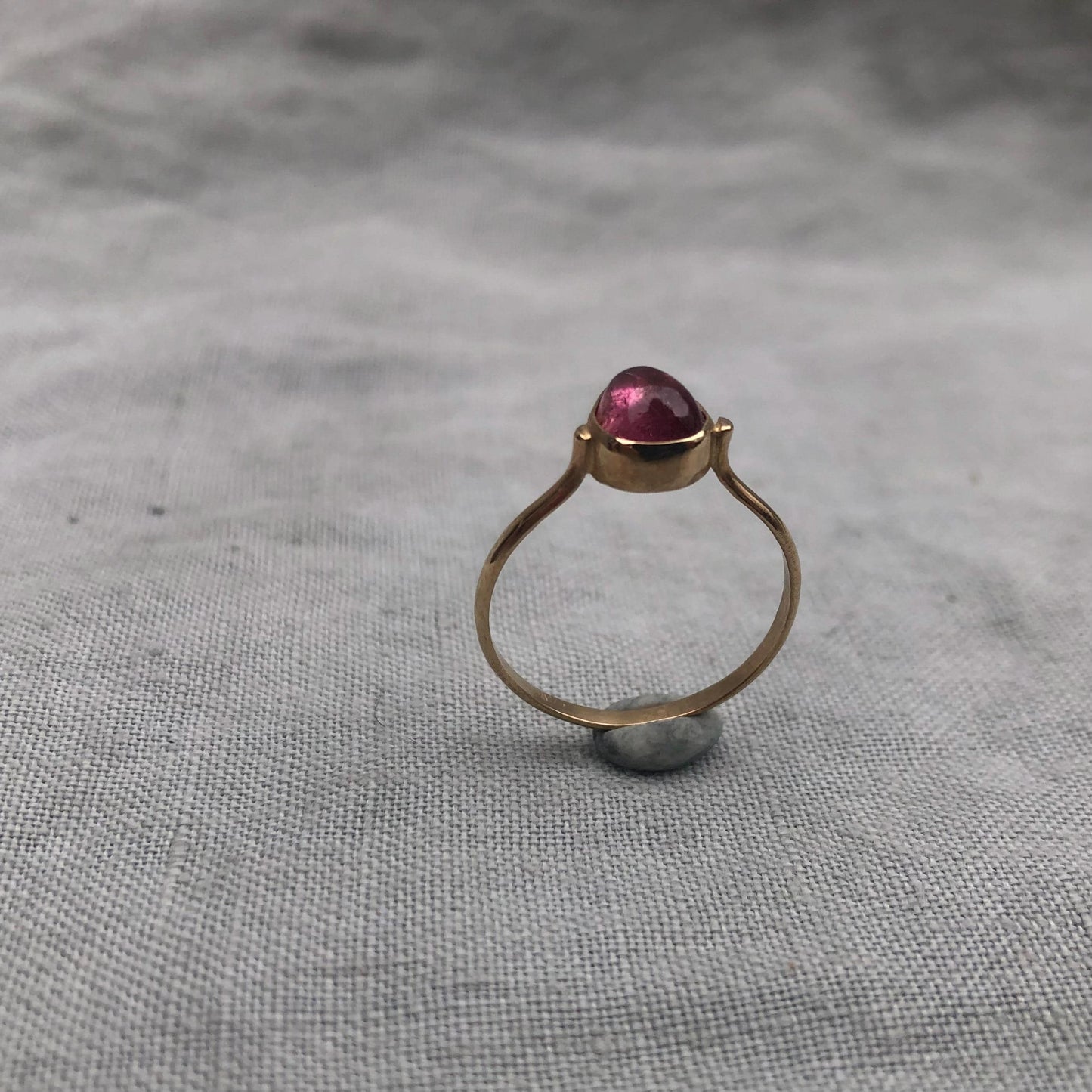 Solid gold pink tourmaline ring // U.S. size 7 1/2 // October birthstone ring