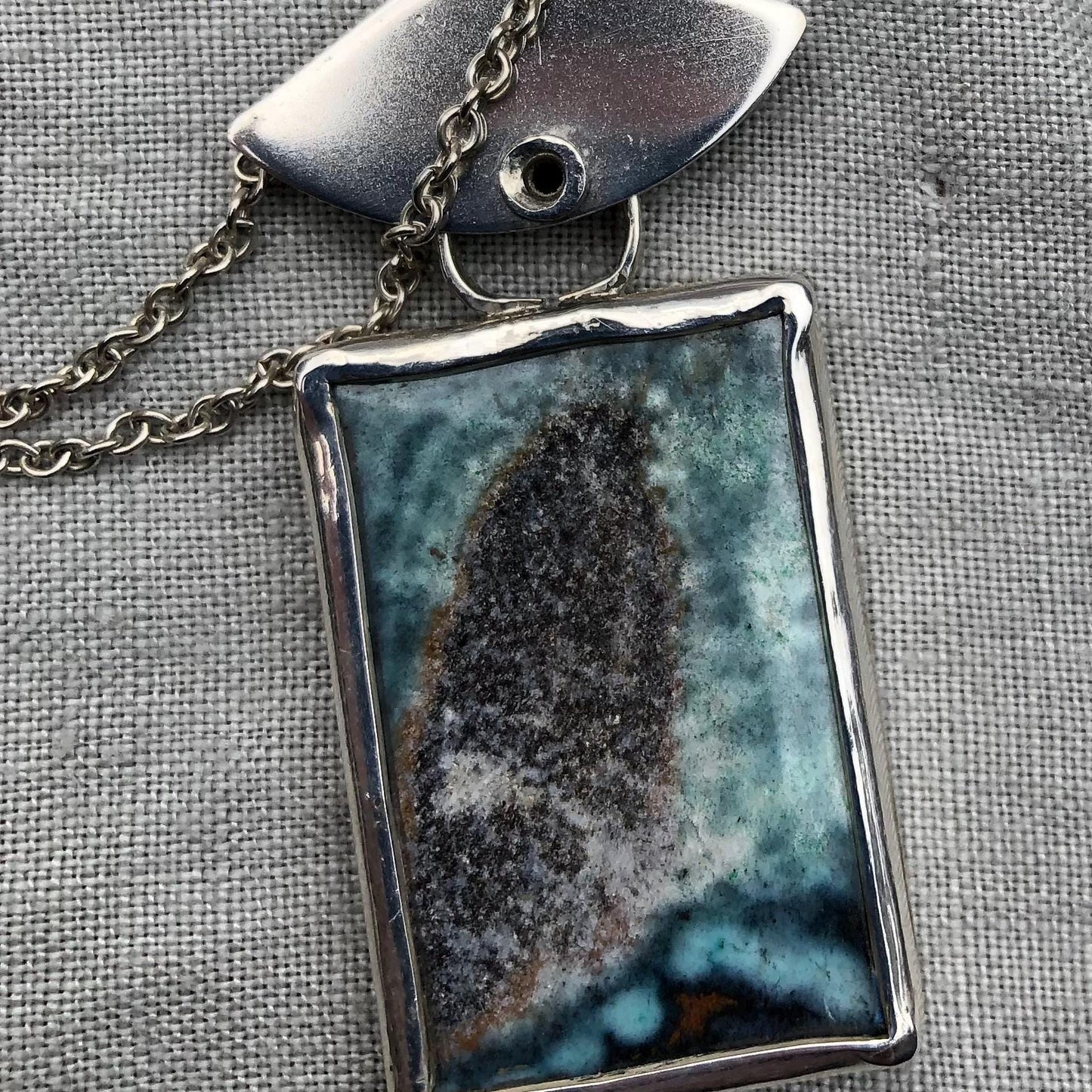 Opalized fossilized wood pendant in argentium sterling silver // Whale flipper necklace