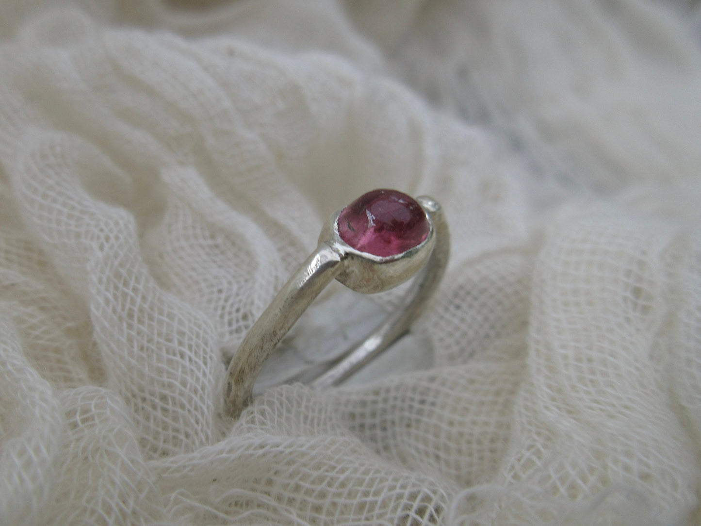 Pink tourmaline ring in argentium sterling silver // U.S. size 7