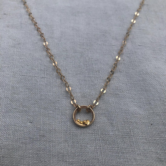 Solid gold simple pendant necklace // Solid gold bubble necklace