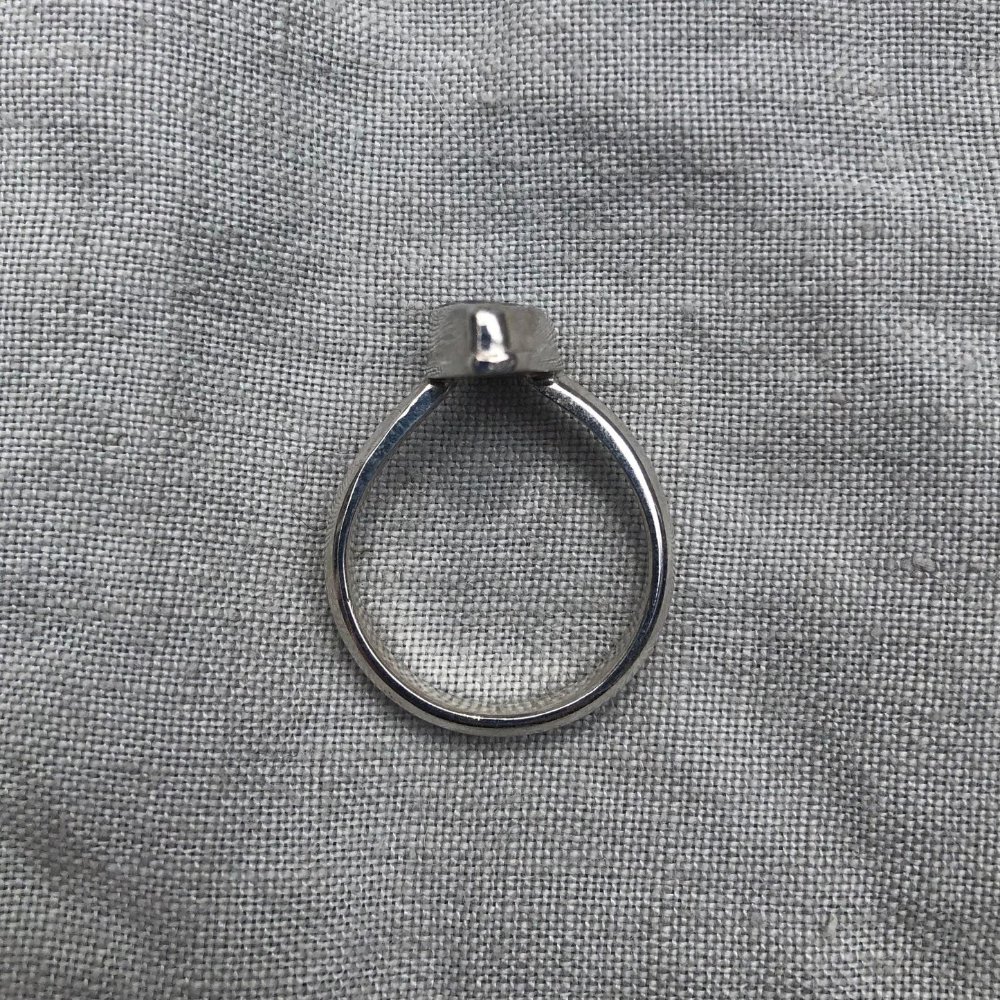 Blue sea glass ring in argentium sterling silver // Found beach glass ring // U.S. size 7