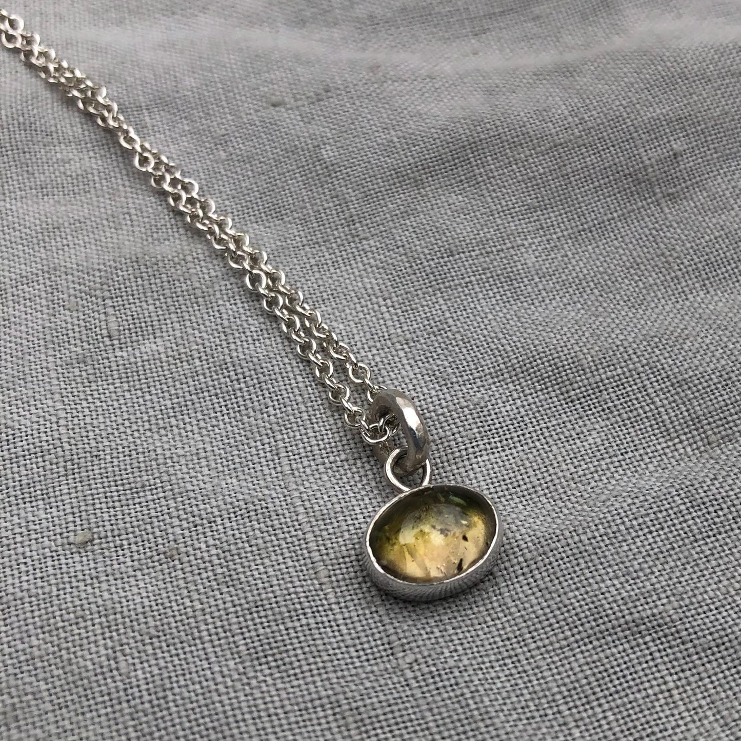 Watermelon tourmaline pendant in argentium sterling silver