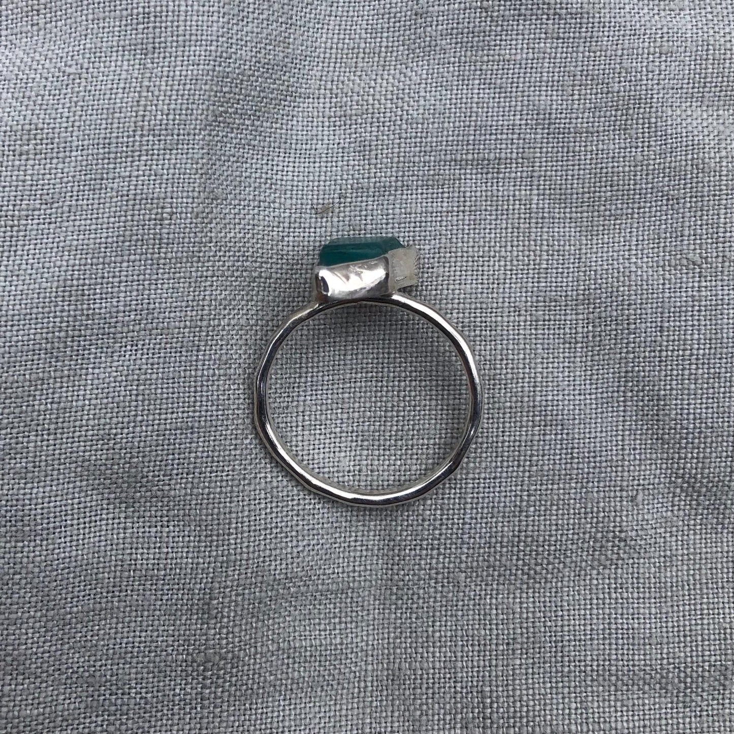 Turquoise colored sea glass ring in argentium sterling silver // Aqua beach glass ring // Found sea glass ring // U.S. size 6