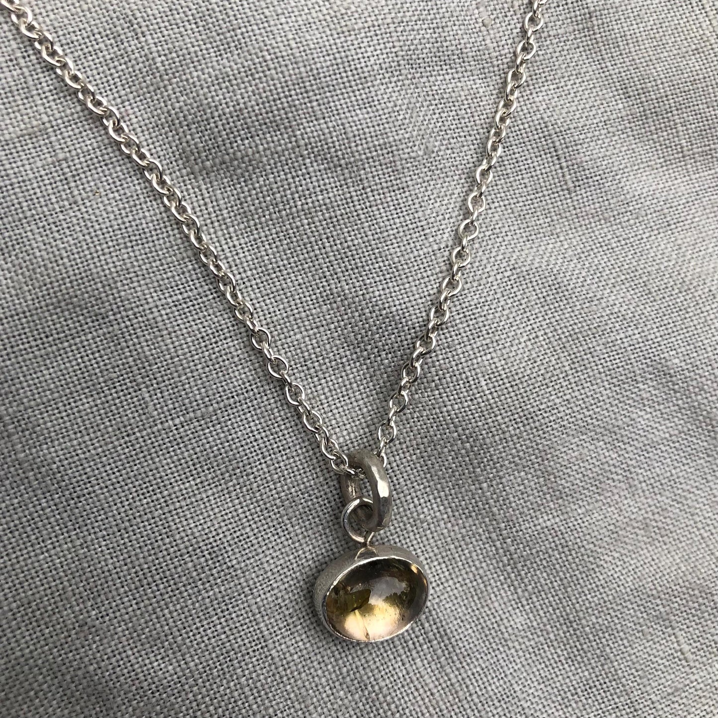 Watermelon tourmaline pendant in argentium sterling silver