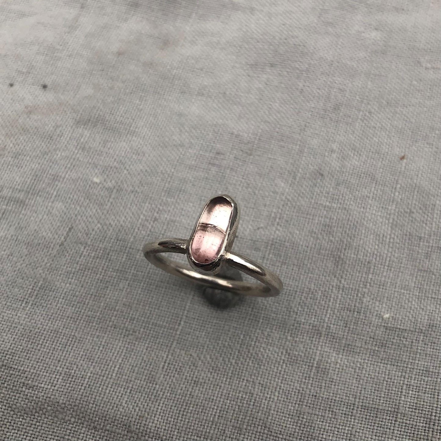 Pink tourmaline ring in argentium sterling silver // U.S. size 6 3/4 // North-south tourmaline ring