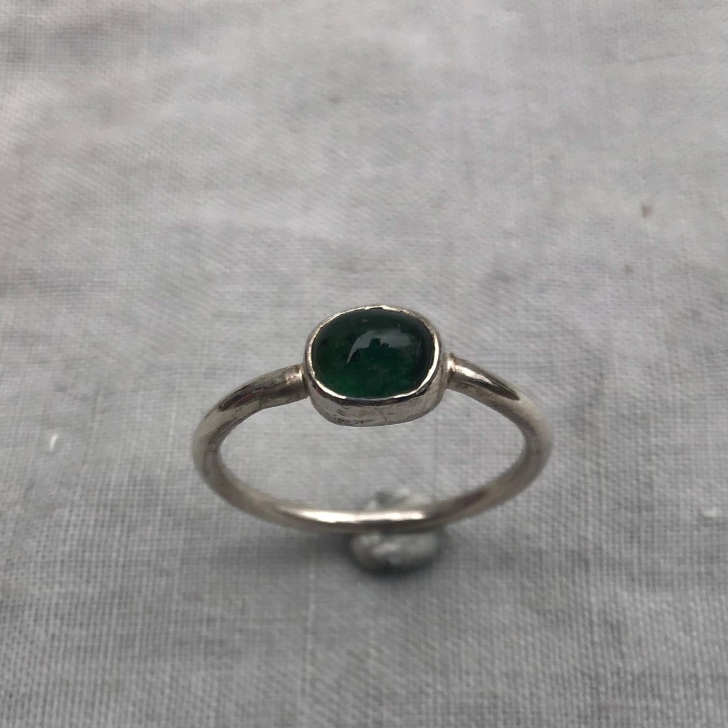 Green tourmaline ring in argentium sterling silver // U.S. size 12 // October birthstone ring