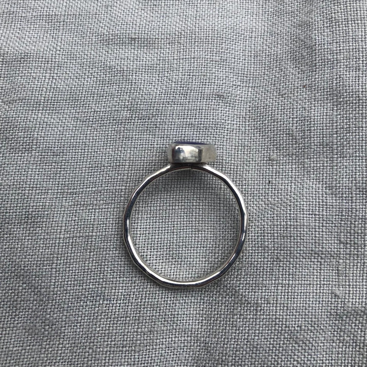 Electric blue sea glass ring in argentium sterling silver // Found beach glass ring // U.S. size 6 1/2