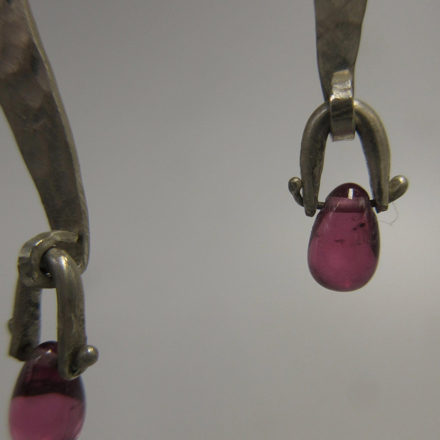 Garnet statement earrings in argentium sterling silver // Rhodolite garnet earrings