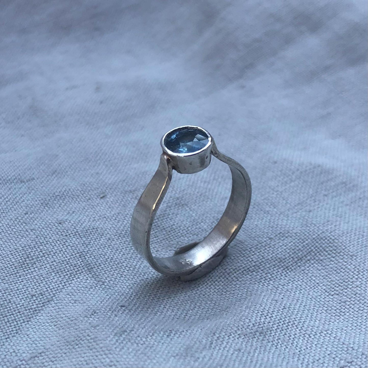 Natural earth-mined sapphire ring in argentium sterling silver // U.S. size 7 3/4 // Alternative engagement // September birthstone ring
