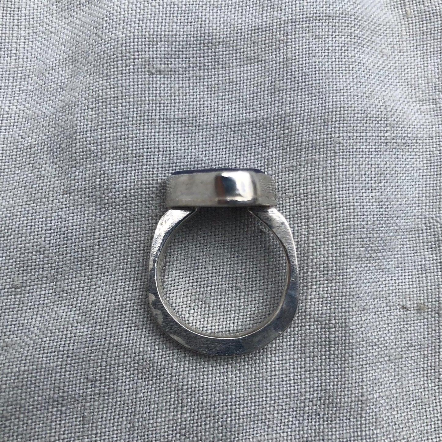 Blue sea glass ring in argentium sterling silver // Found beach glass ring with a contoured band // U.S. size 5