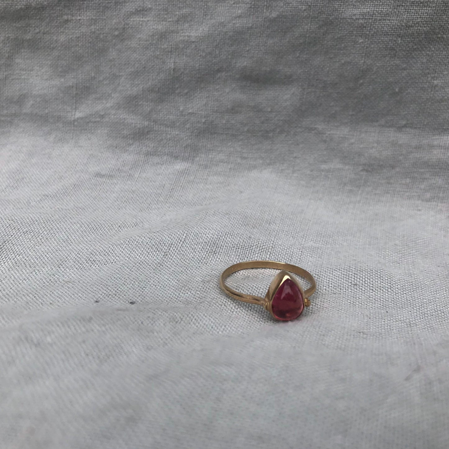 Solid gold pink tourmaline ring // U.S. size 7 1/2 // October birthstone ring