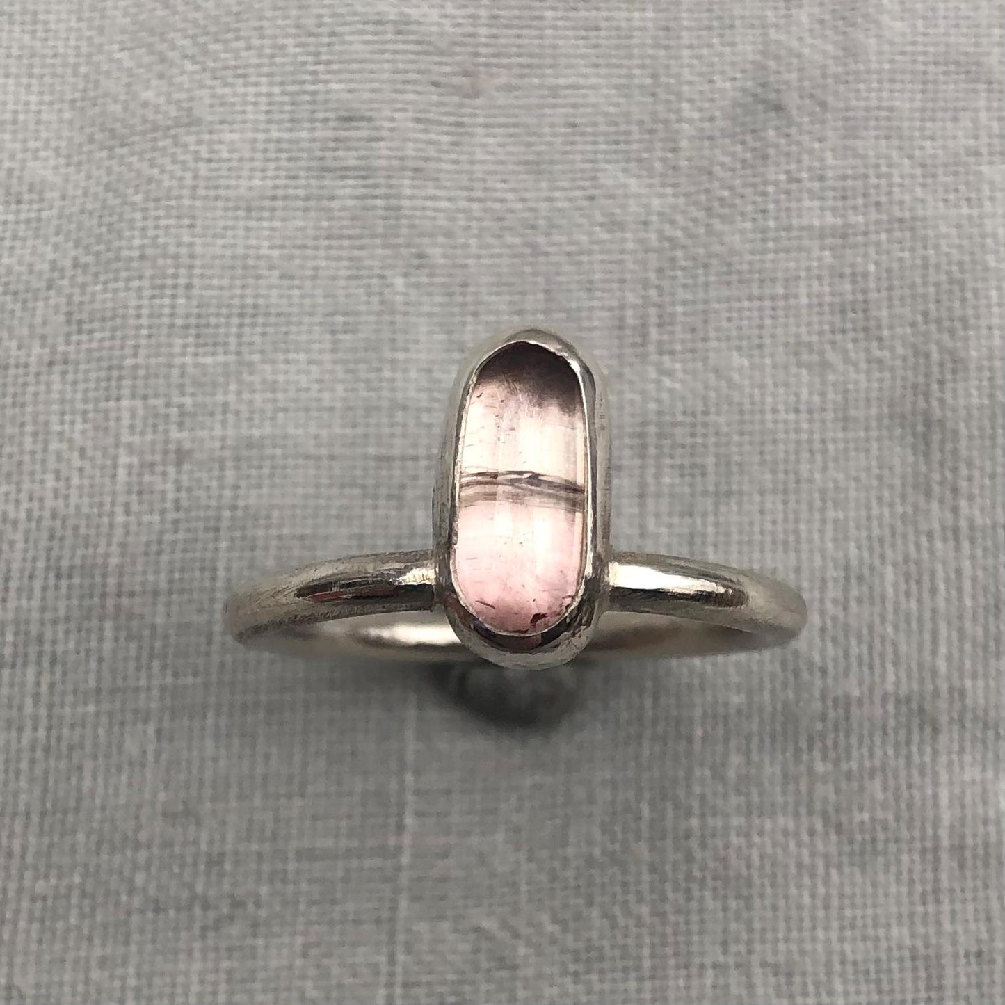 Pink tourmaline ring in argentium sterling silver // U.S. size 6 3/4 // North-south tourmaline ring