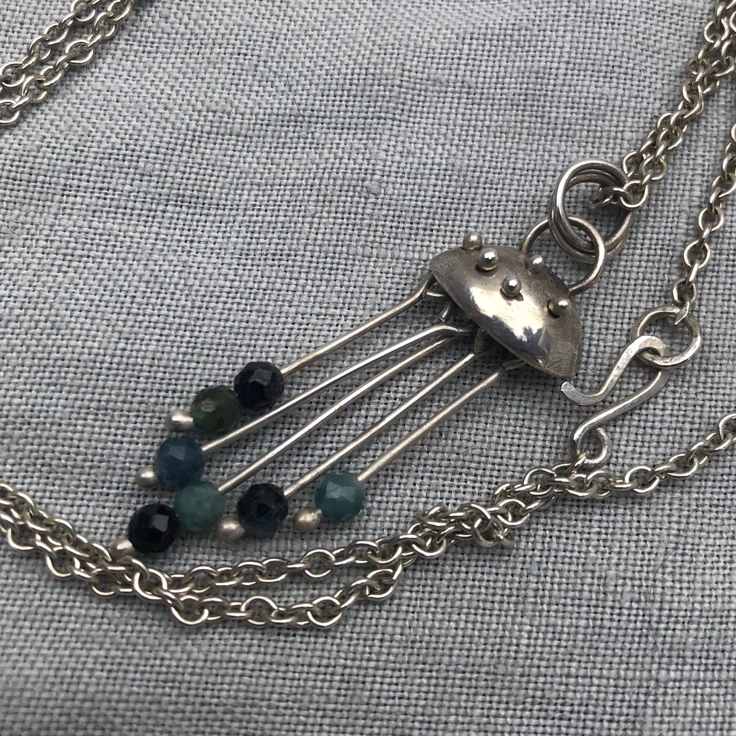 Blue tourmaline pendant in argentium sterling silver // Jellyfish pendant