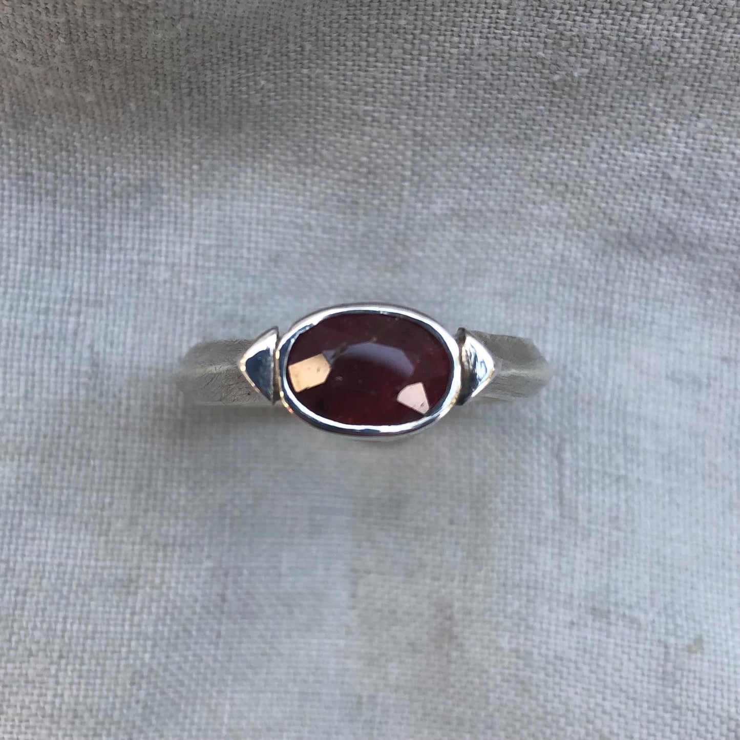 Ruby ring in argentium sterling silver // U.S. size 10 1/2 // July birthstone ring