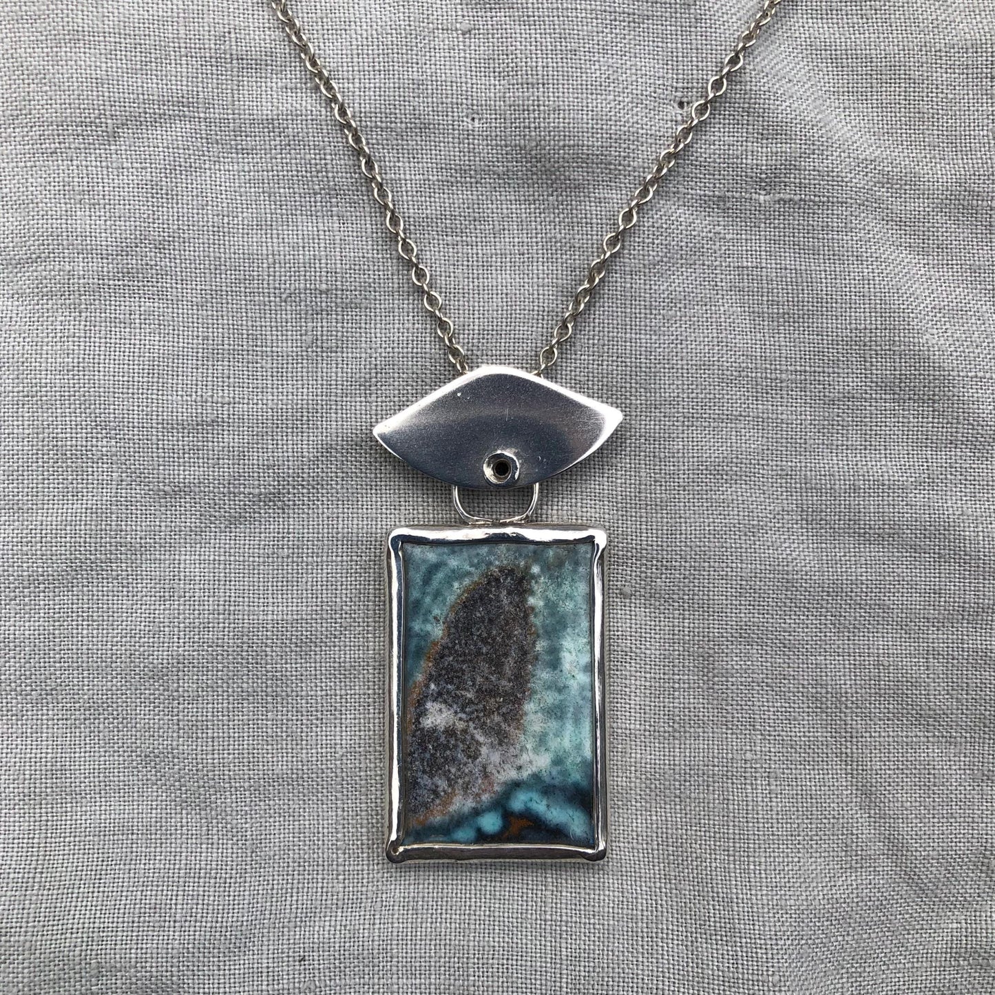Opalized fossilized wood pendant in argentium sterling silver // Whale flipper necklace