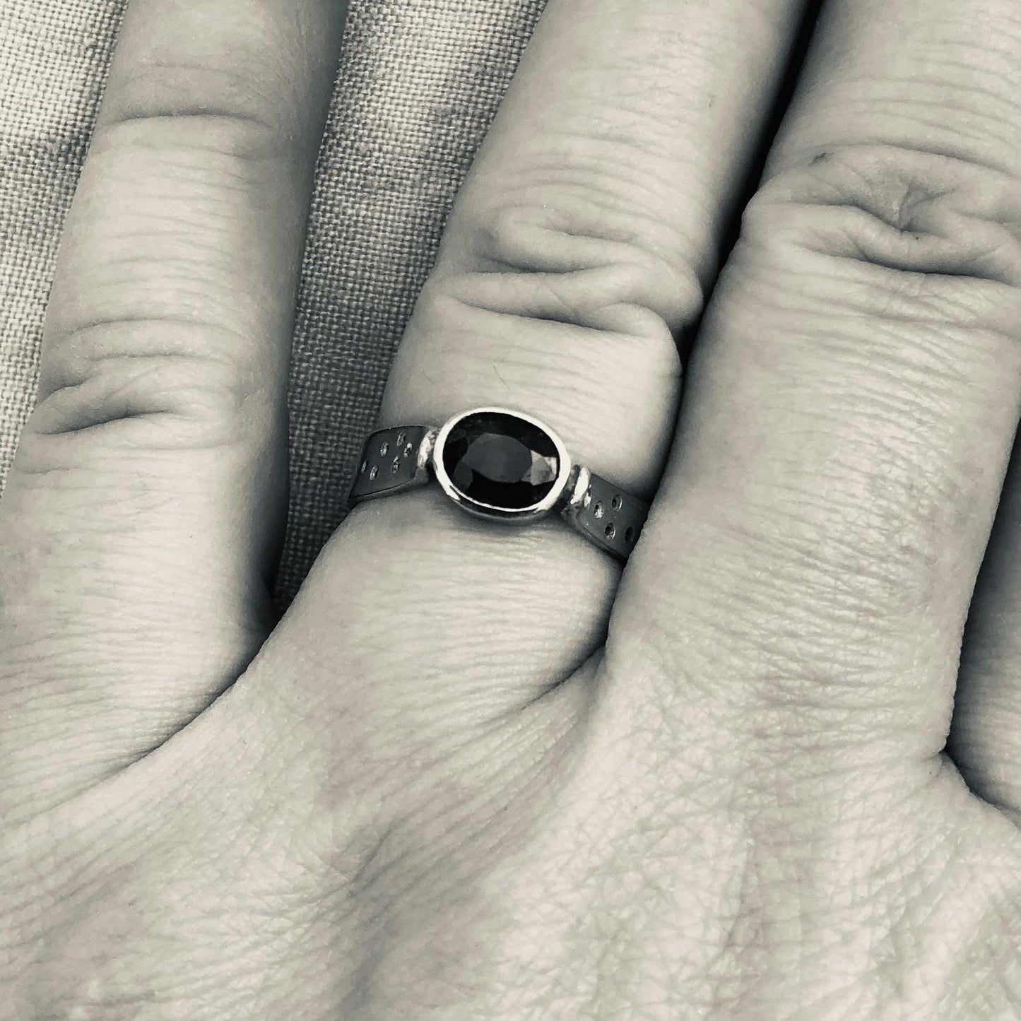 Natural earth-mined sapphire ring in argentium sterling silver // U.S. size 8 1/2 // September birthstone ring // Alternative engagement