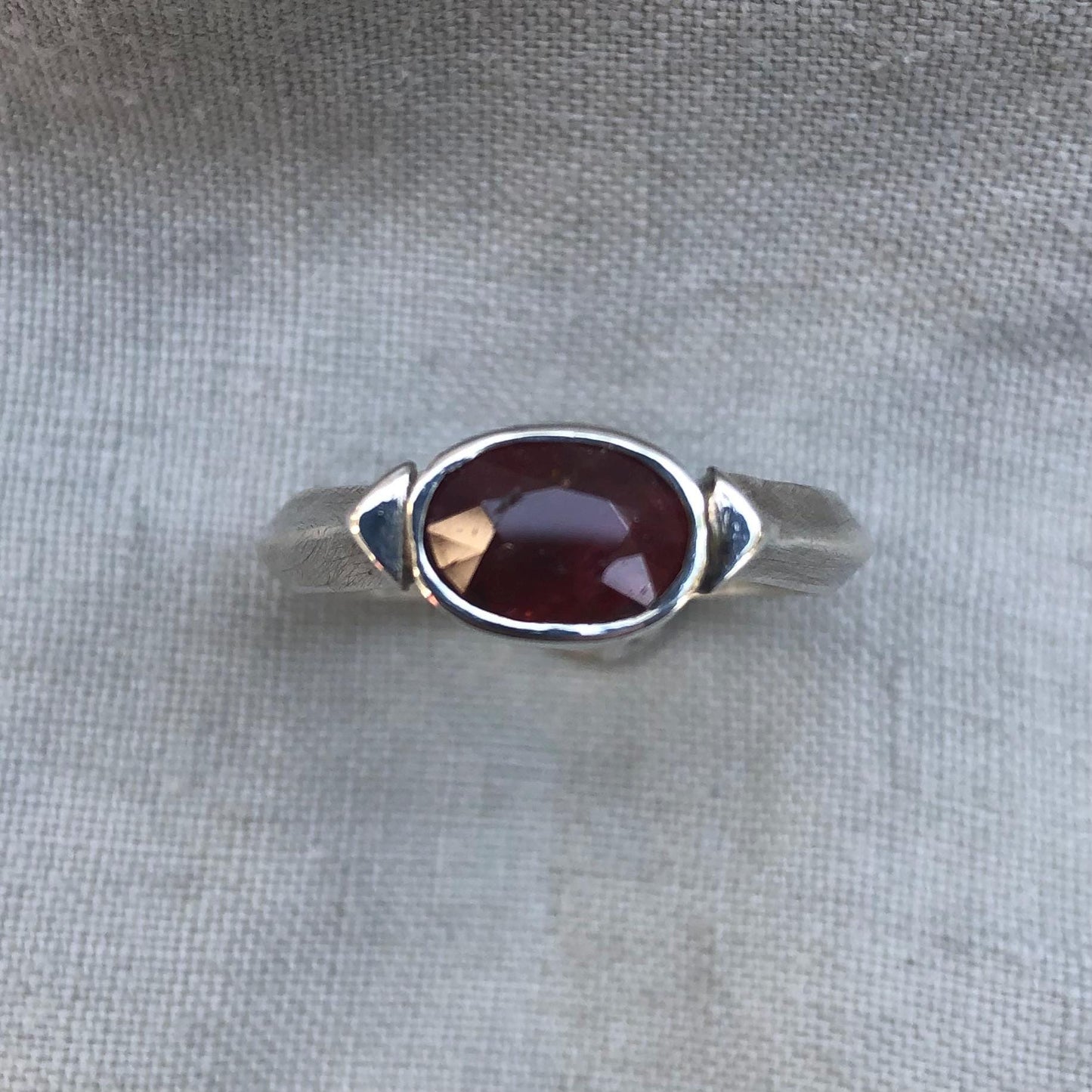 Ruby ring in argentium sterling silver // U.S. size 10 1/2 // July birthstone ring