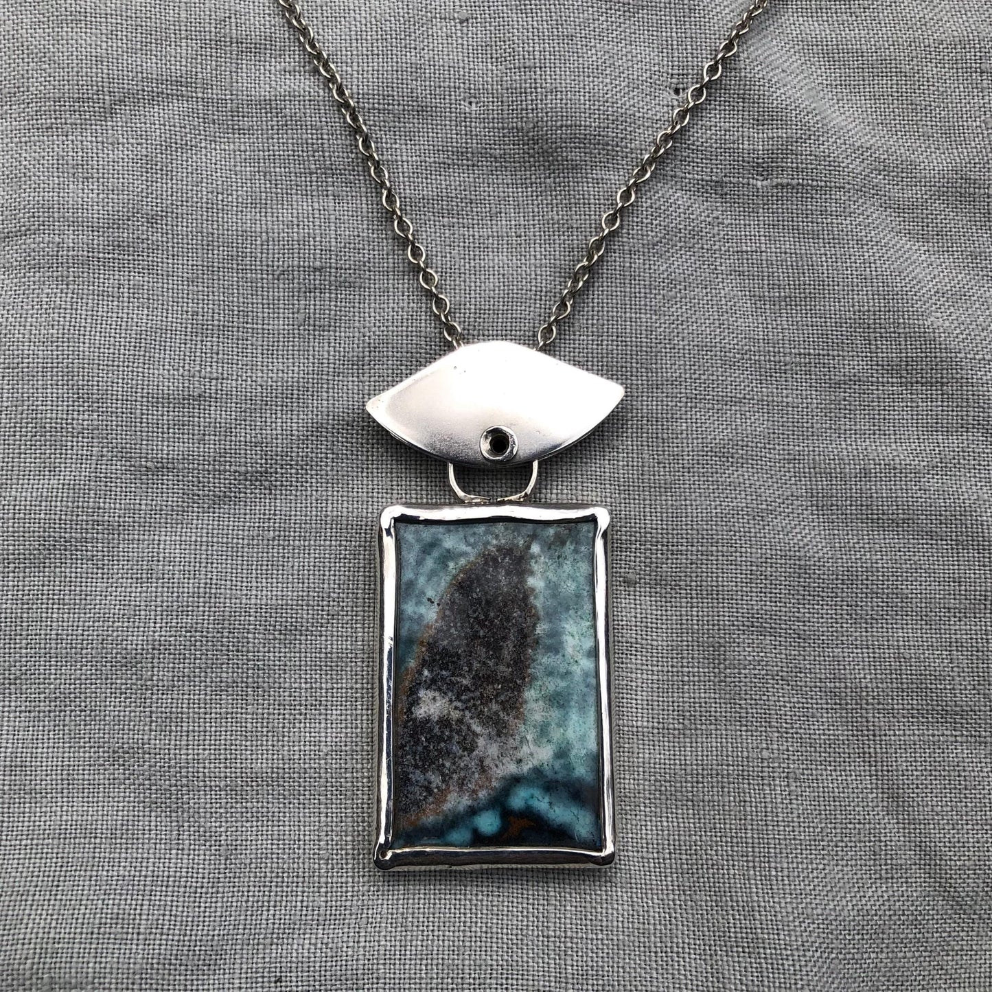 Opalized fossilized wood pendant in argentium sterling silver // Whale flipper necklace