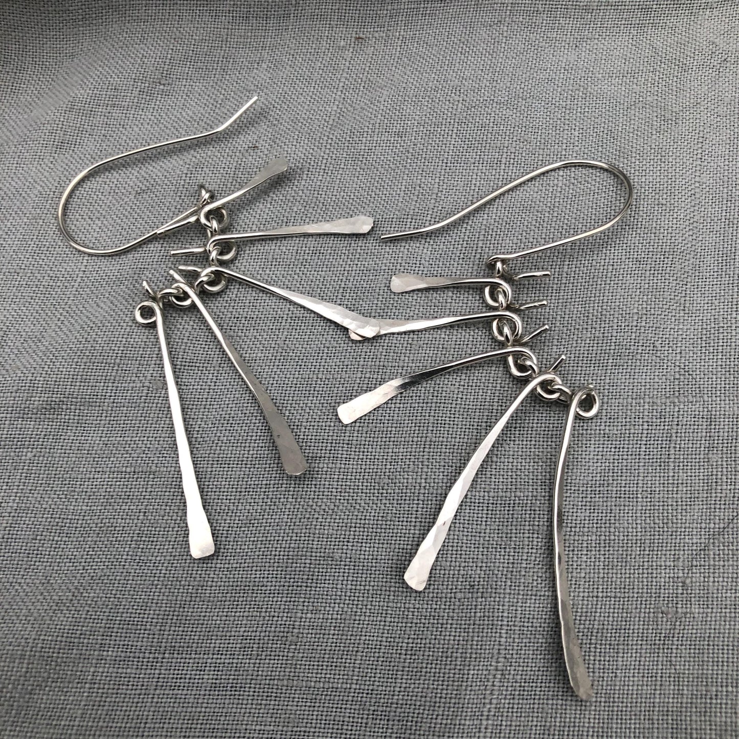 Kinetic sculptural earrings in argentium sterling silver // Bare Bones Earrings
