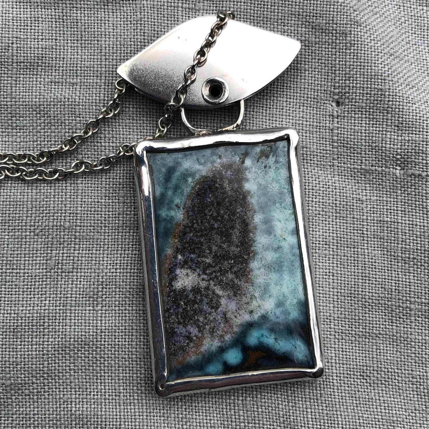 Opalized fossilized wood pendant in argentium sterling silver // Whale flipper necklace
