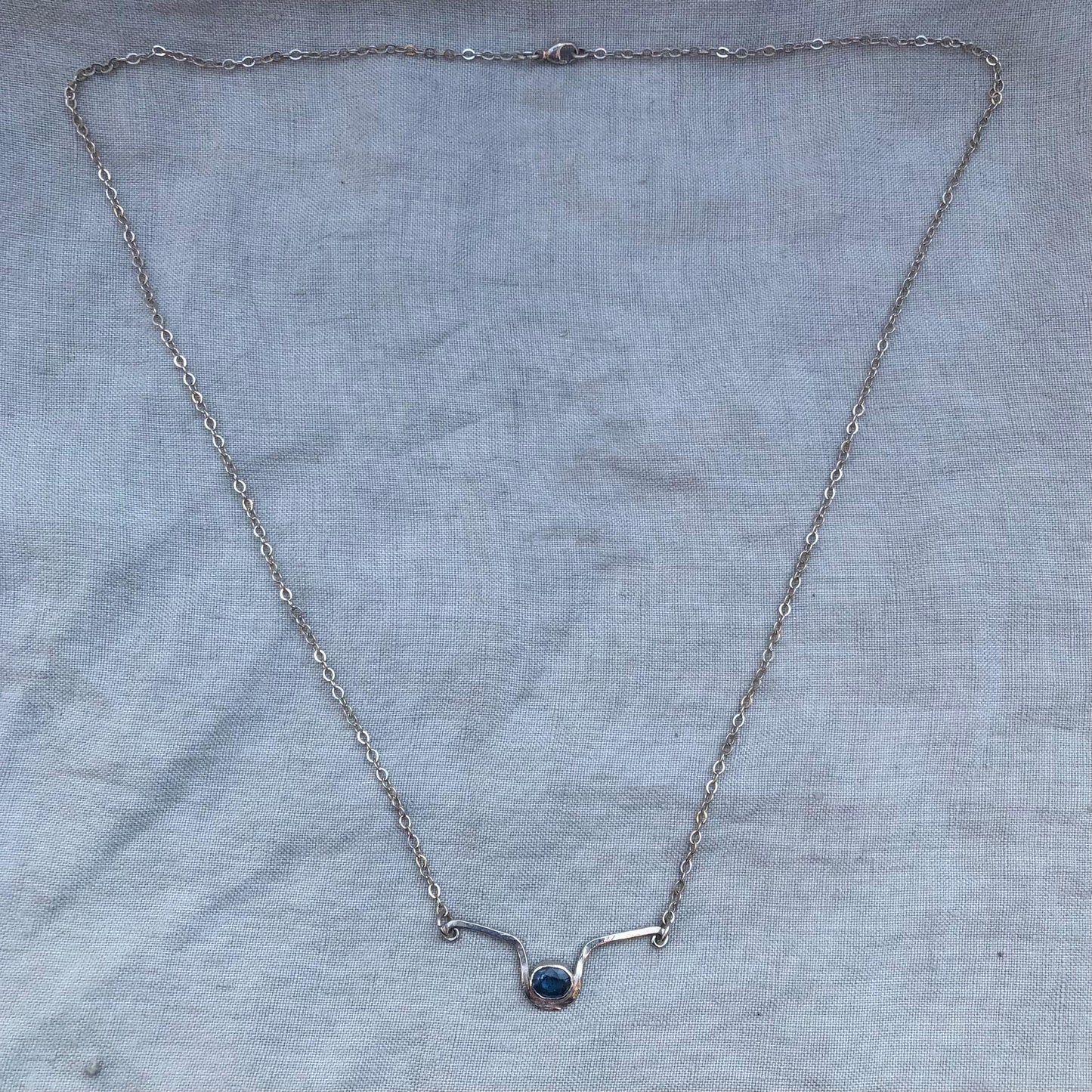 Natural earth-mined sapphire statement necklace in argentium sterling silver // September birthstone necklace