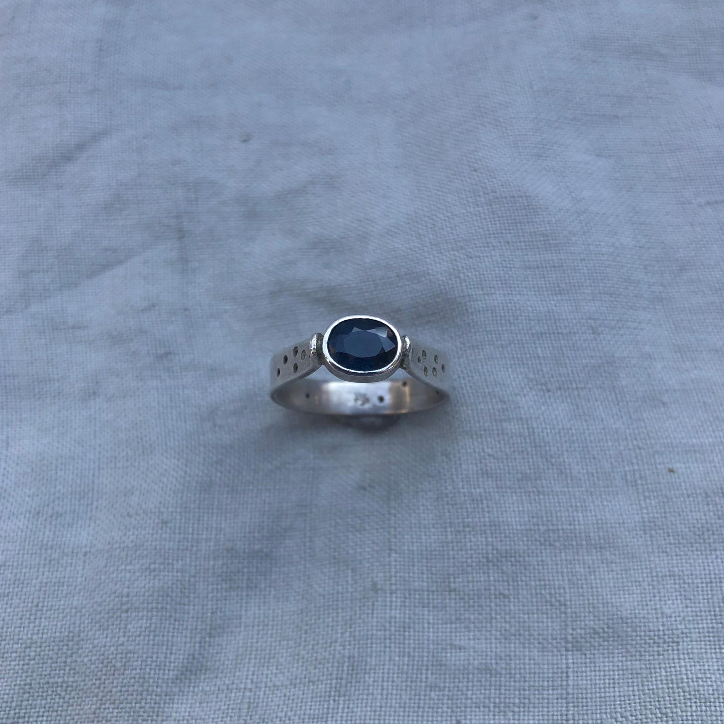 Natural earth-mined sapphire ring in argentium sterling silver // U.S. size 8 1/2 // September birthstone ring // Alternative engagement