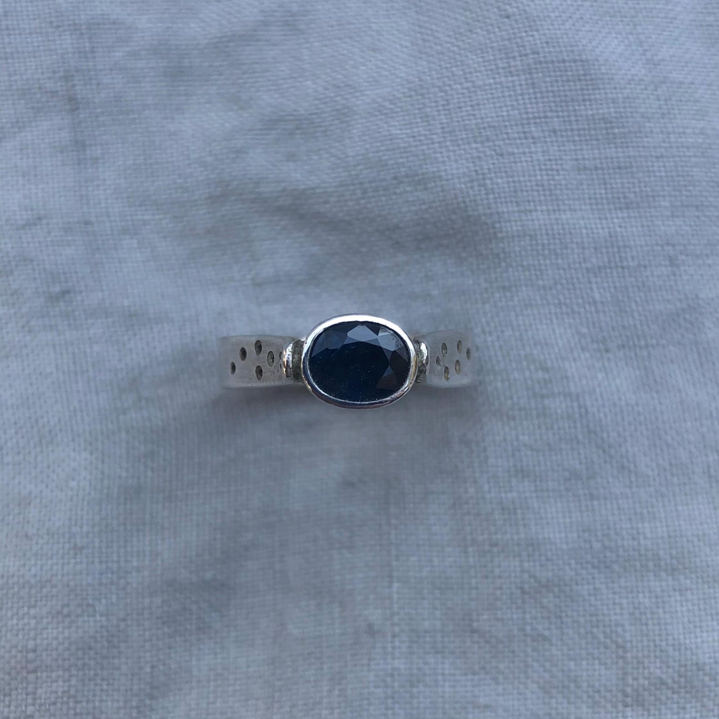 Natural earth-mined sapphire ring in argentium sterling silver // U.S. size 8 1/2 // September birthstone ring // Alternative engagement
