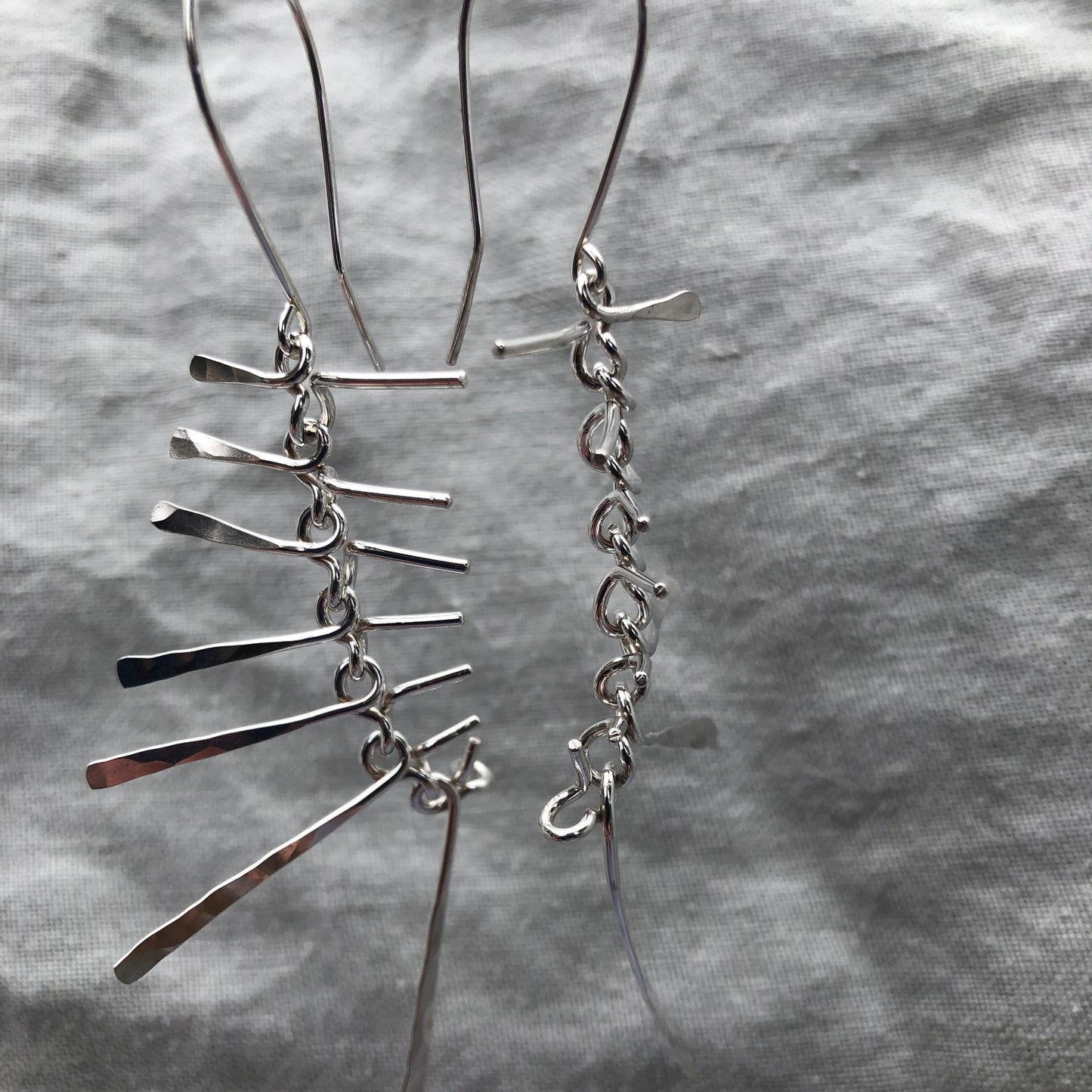 Kinetic statement earrings in argentium sterling silver // Extra-large Bare Bones Earrings