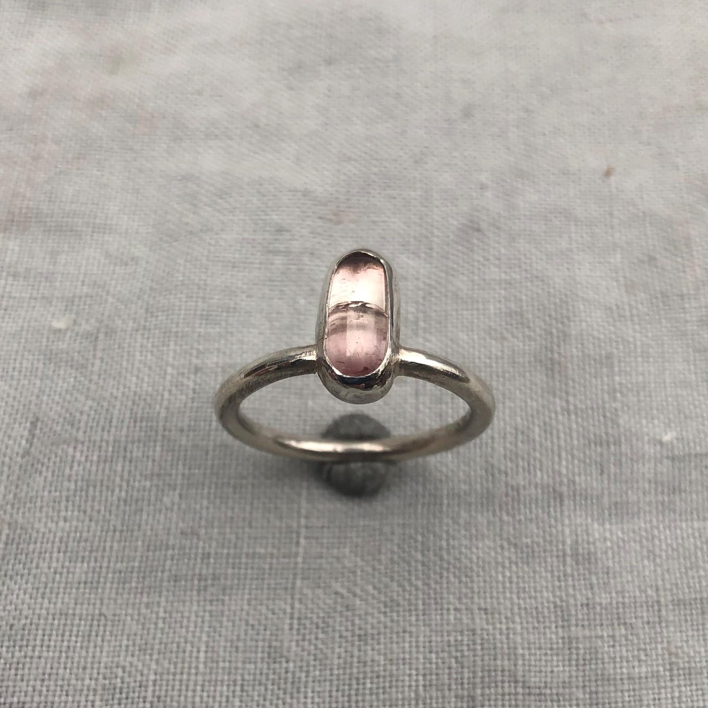 Pink tourmaline ring in argentium sterling silver // U.S. size 6 3/4 // North-south tourmaline ring