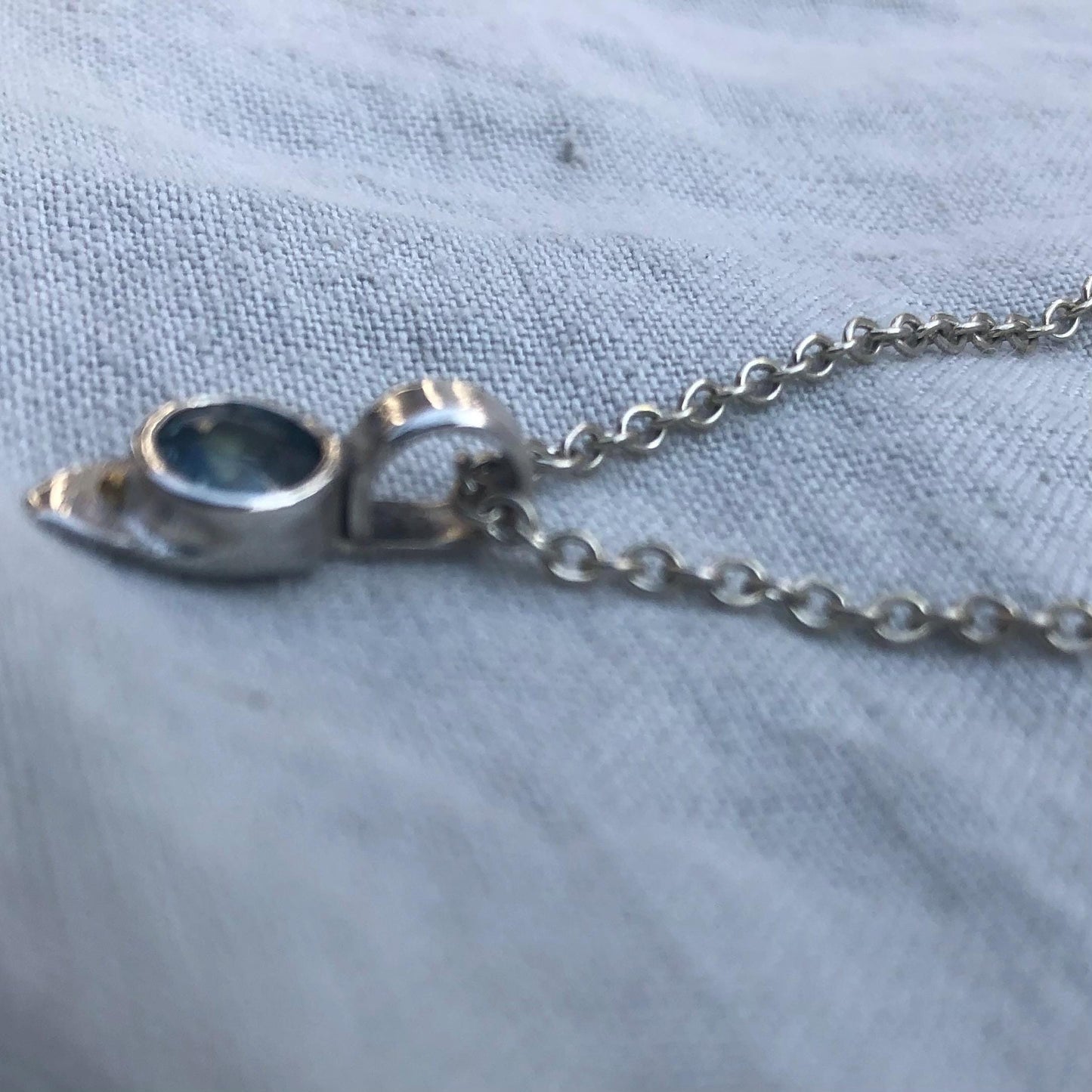 Natural earth-mined sapphire pendant with 24K gold dot in argentium sterling silver