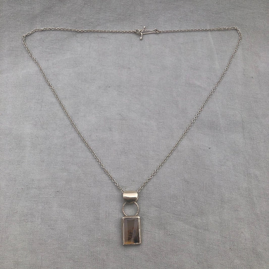 Dendritic agate pendant in argentium sterling silver // "Disappearing" dendritic agate pendant