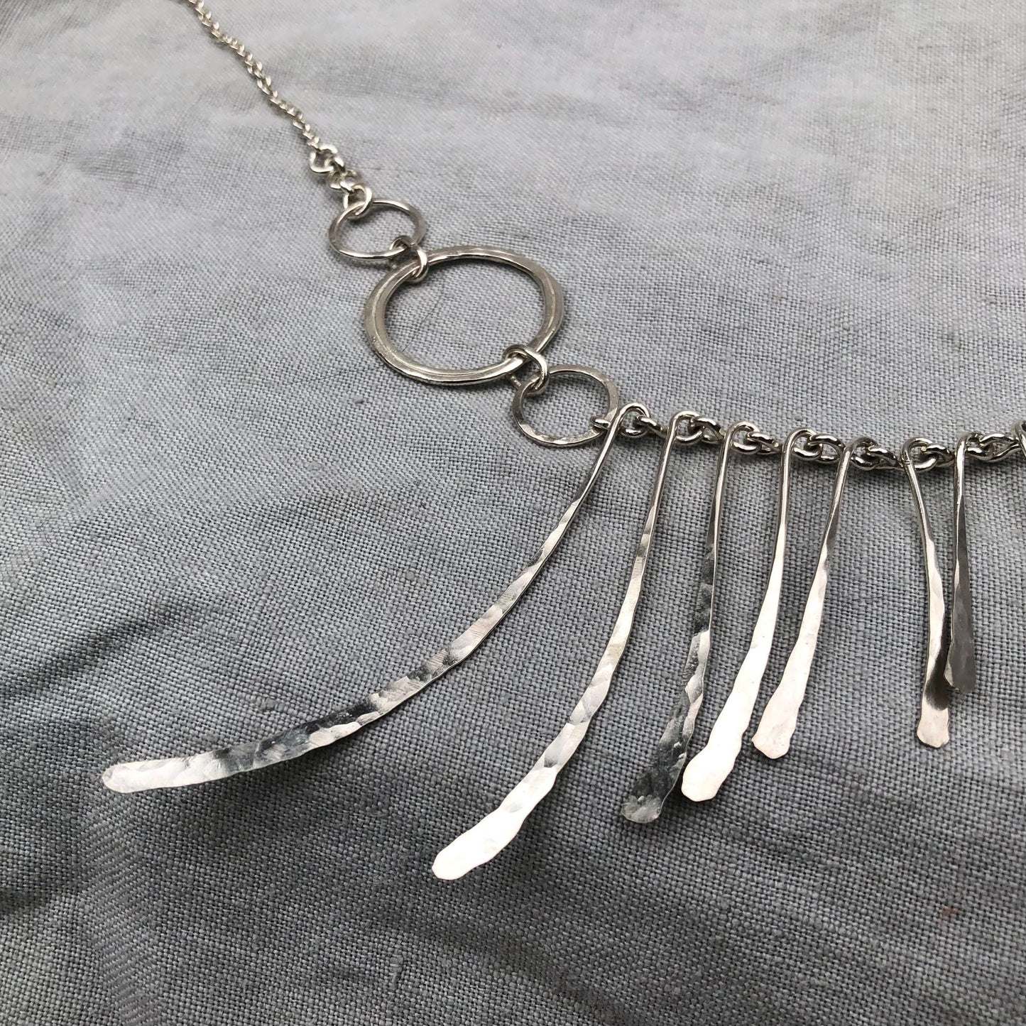 Bare Bones Necklace in argentium sterling silver // Asymmetrical handmade chain necklace // Kinetic sculptural statement necklace