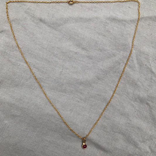 Solid gold ruby cabochon pendant // 14 karat gold ruby pendant // Tiny ruby pendant