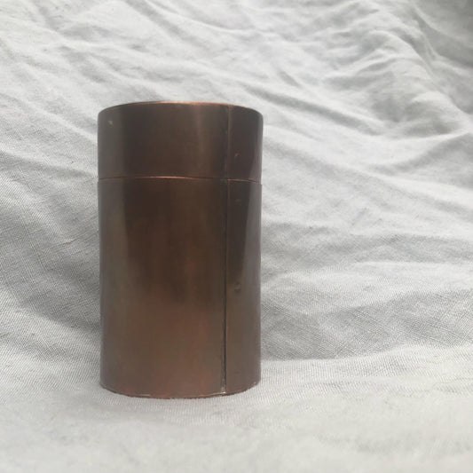 Medium copper jar with natural patina // Lidded copper jar with rivets