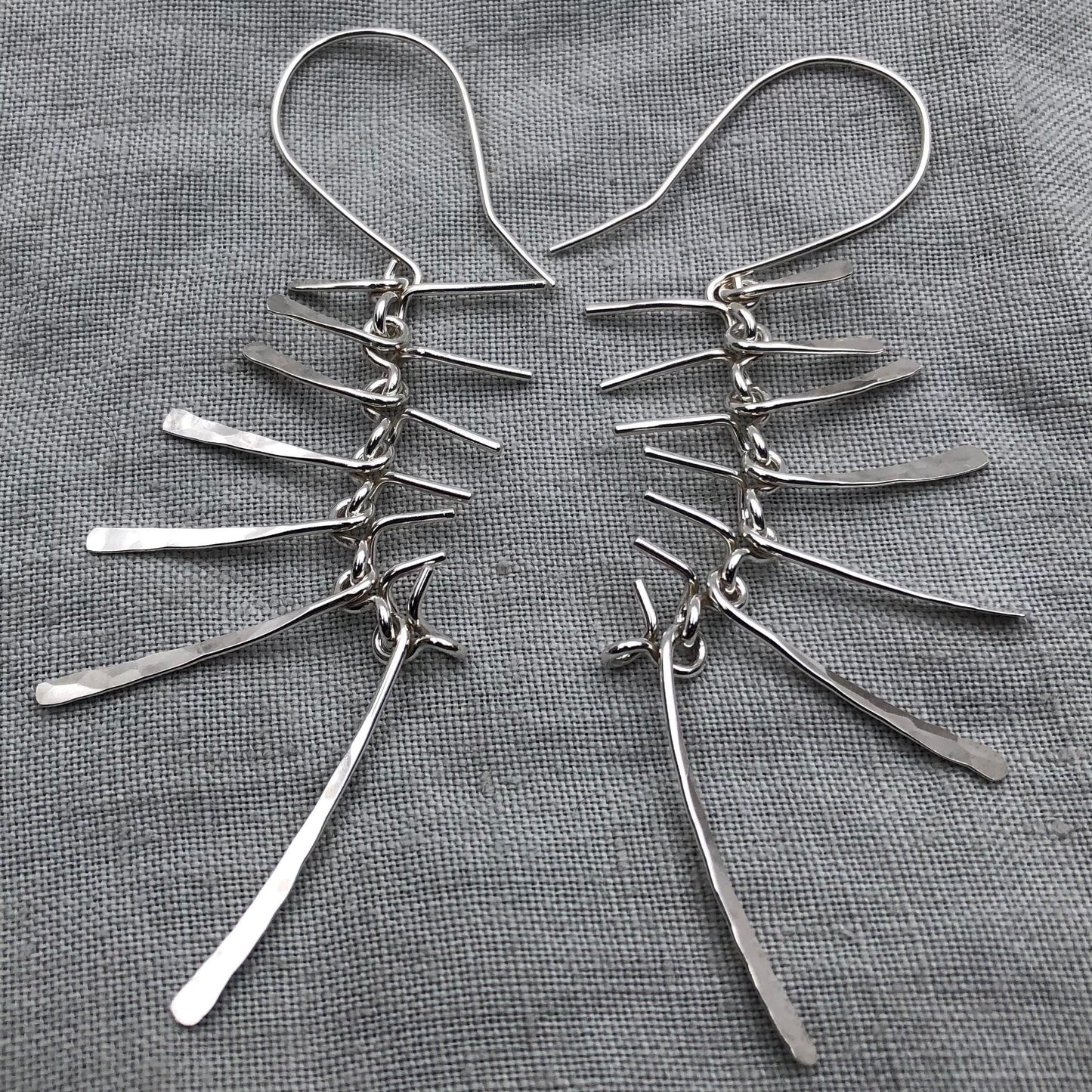 Kinetic statement earrings in argentium sterling silver // Extra-large Bare Bones Earrings