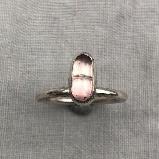 Pink tourmaline ring in argentium sterling silver // U.S. size 6 3/4 // North-south tourmaline ring