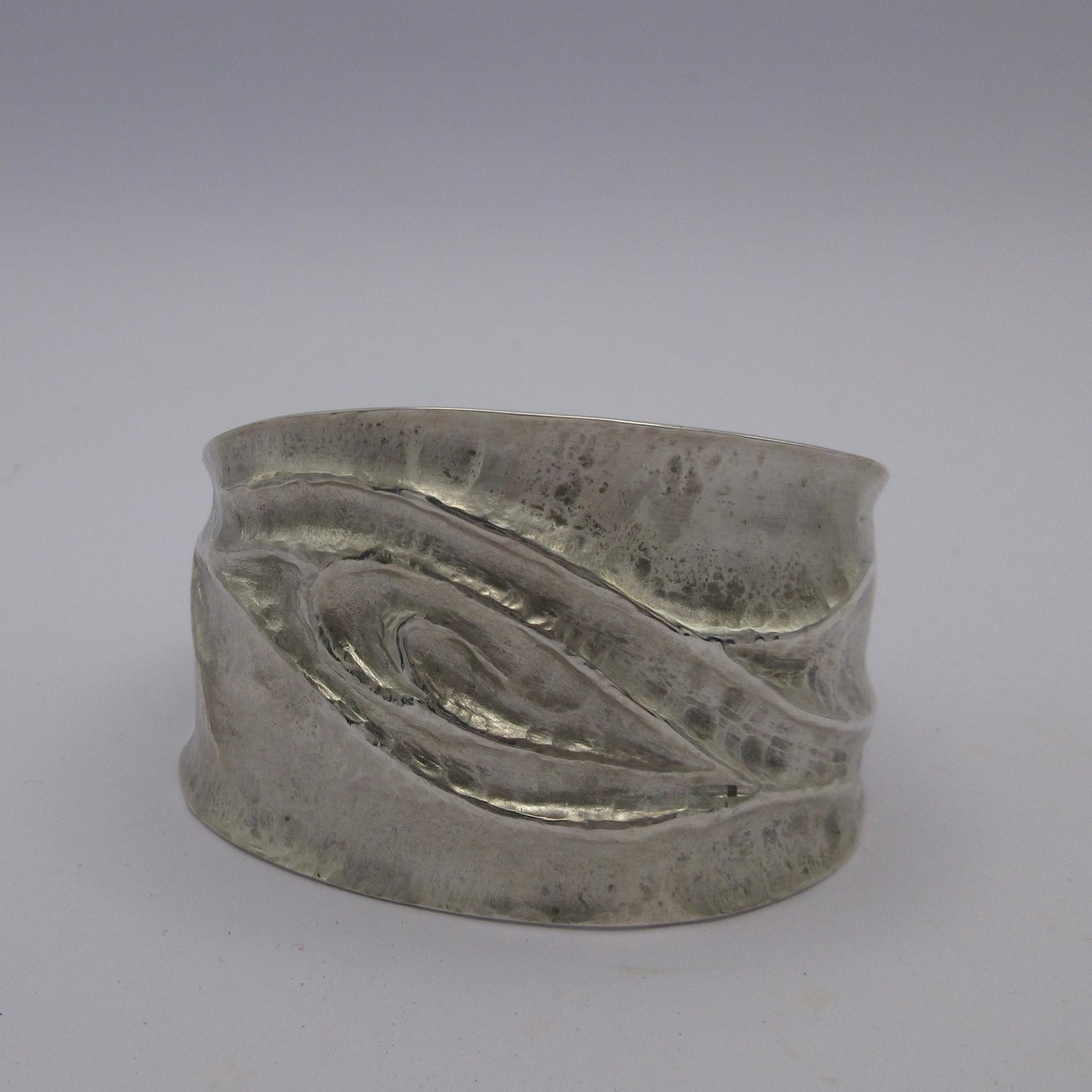 Breaking wave cuff bracelet in chased and repoussé argentium sterling silver