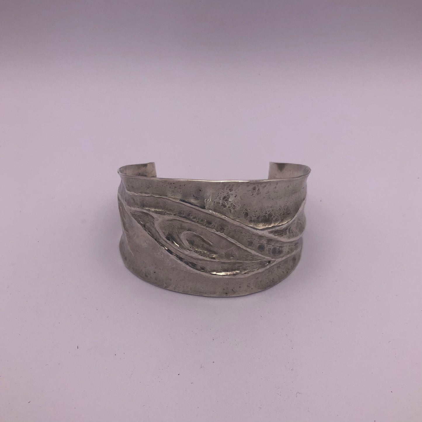 Breaking wave cuff bracelet in chased and repoussé argentium sterling silver