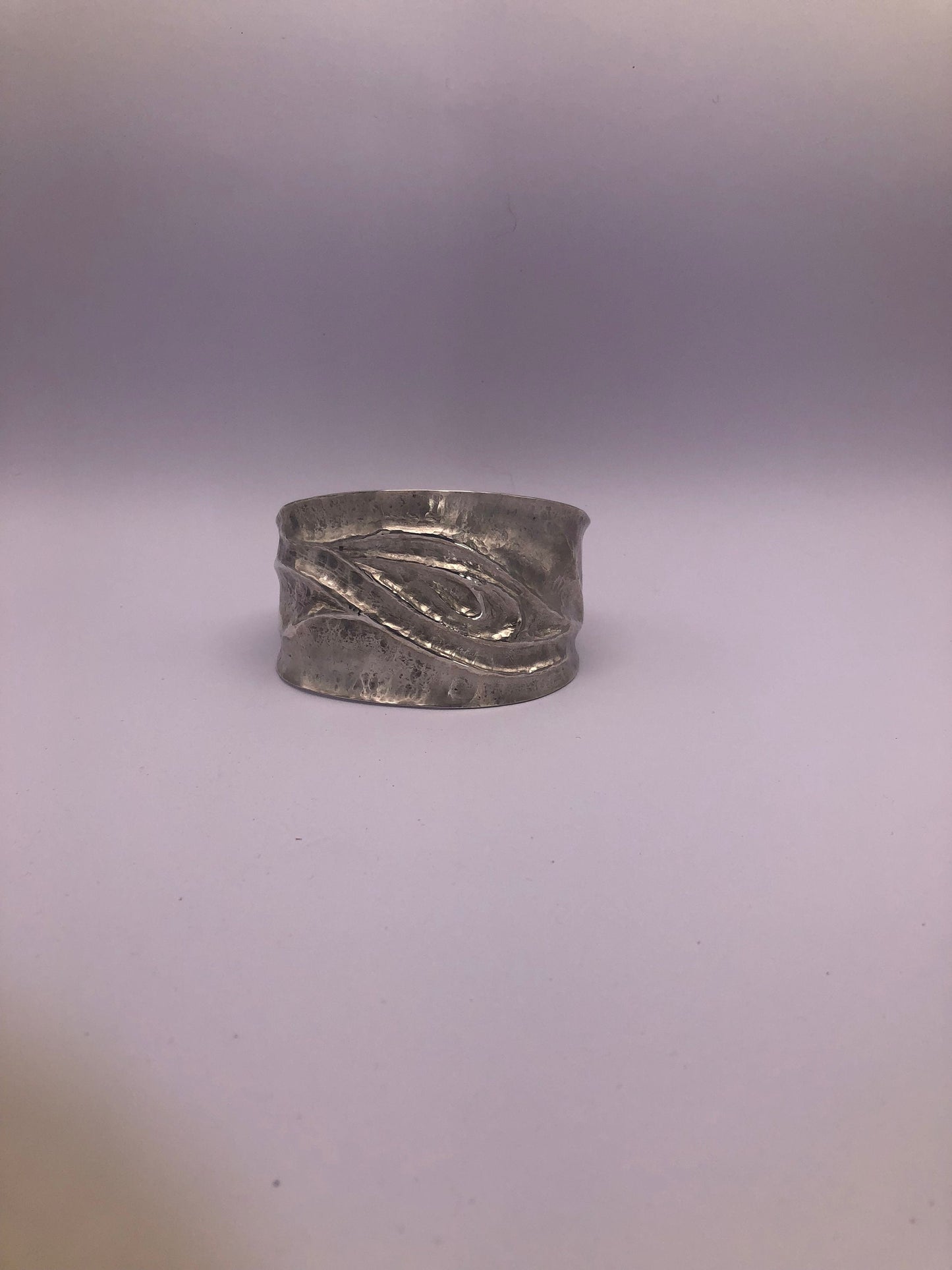 Breaking wave cuff bracelet in chased and repoussé argentium sterling silver