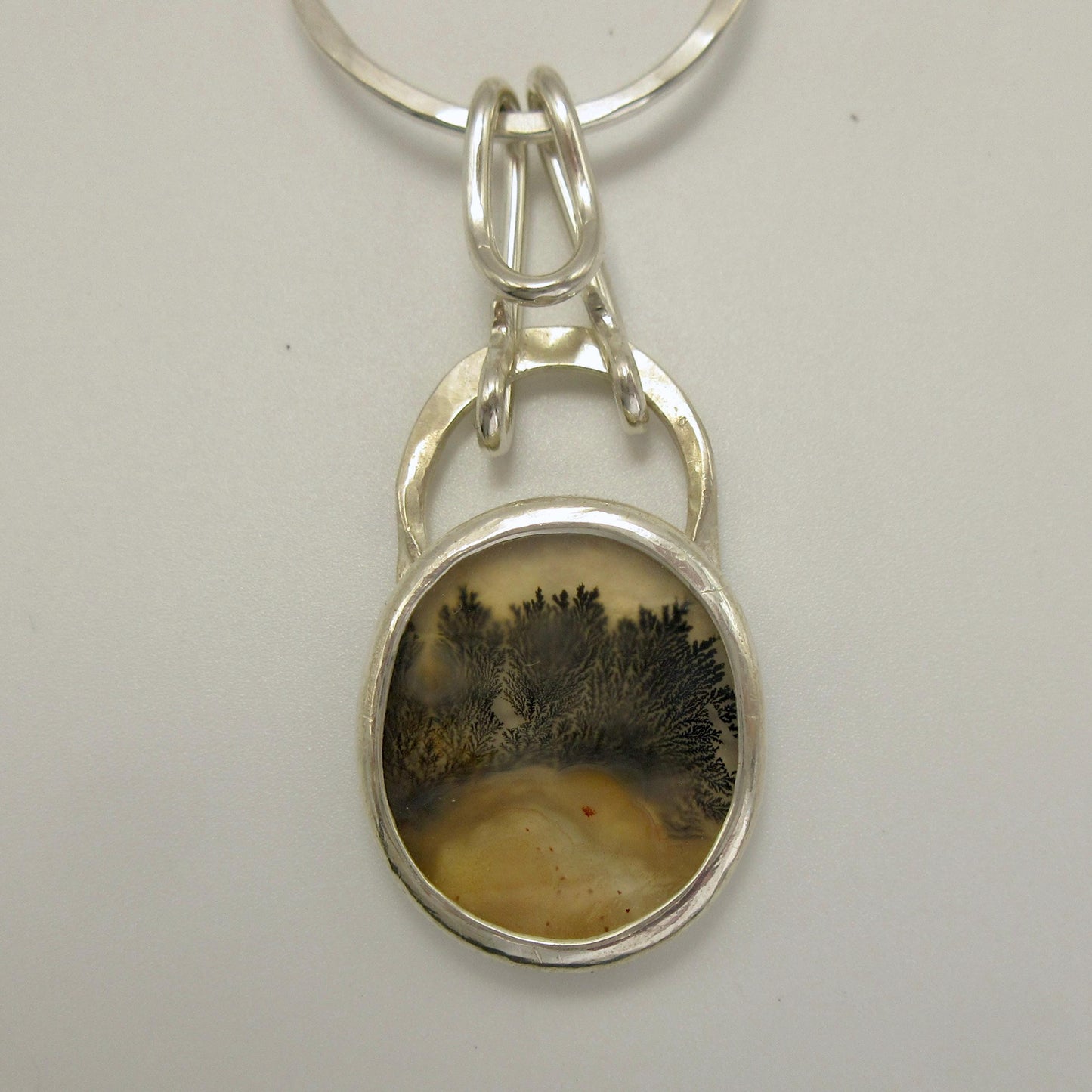 Dendritic agate pendant on a bold handmade chain