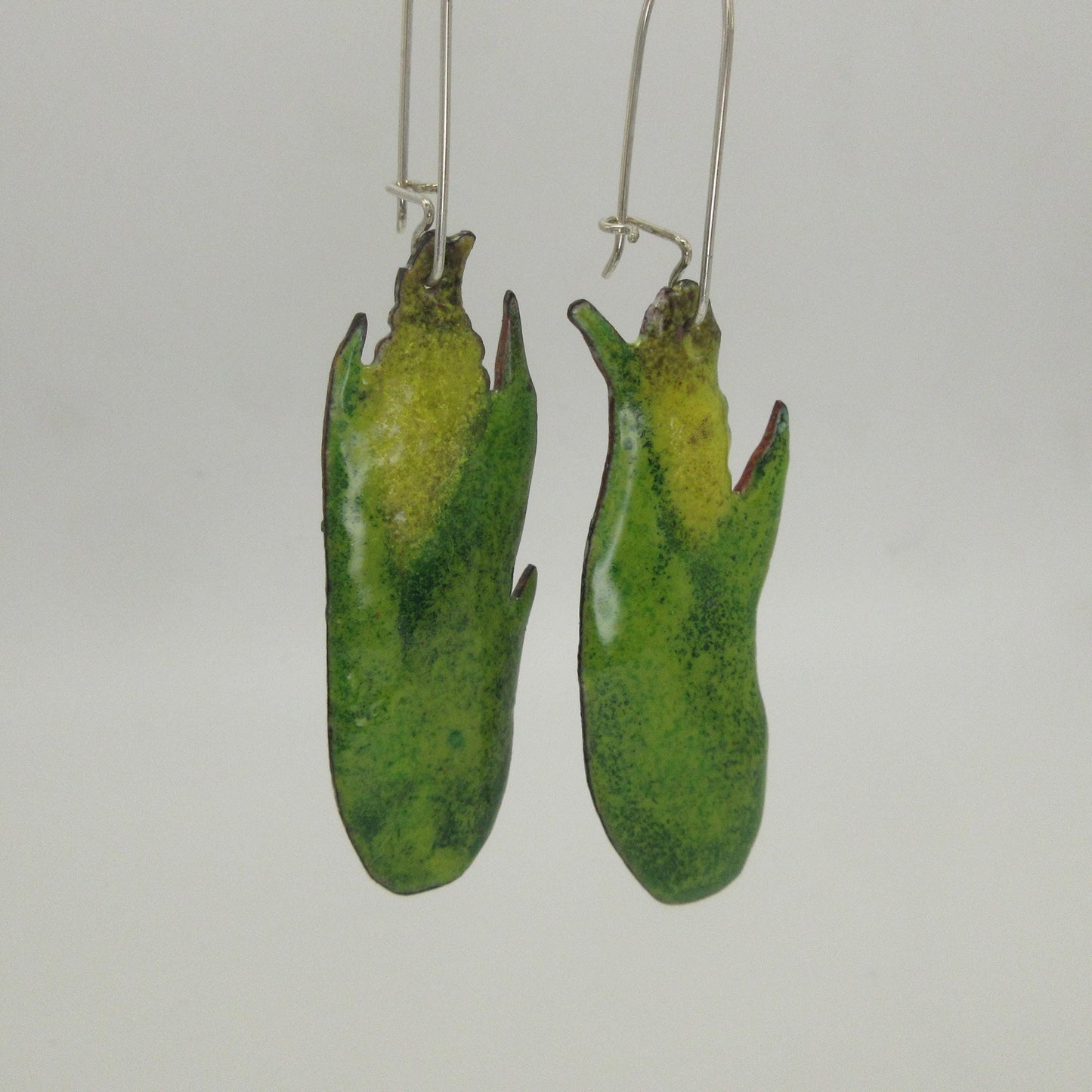 Corn earrings in vitreous enamel with argentium sterling silver ear wires