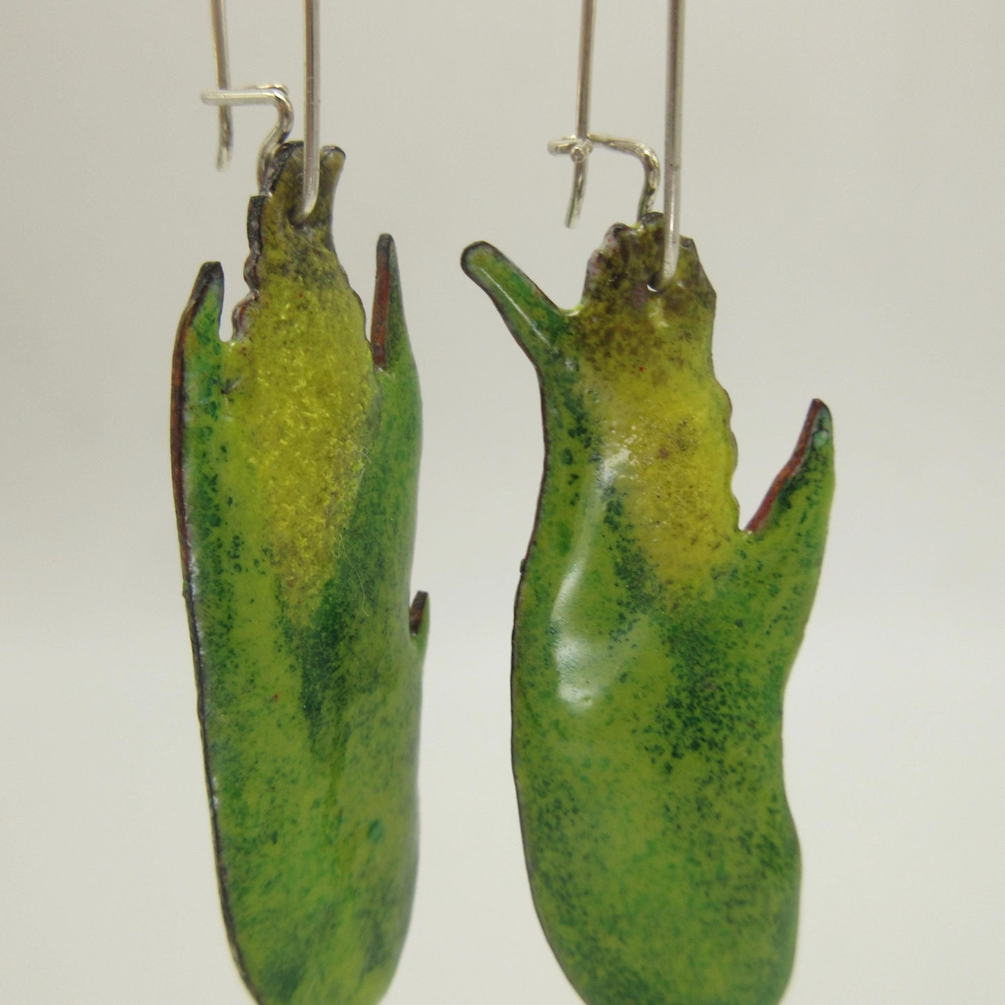 Corn earrings in vitreous enamel with argentium sterling silver ear wires